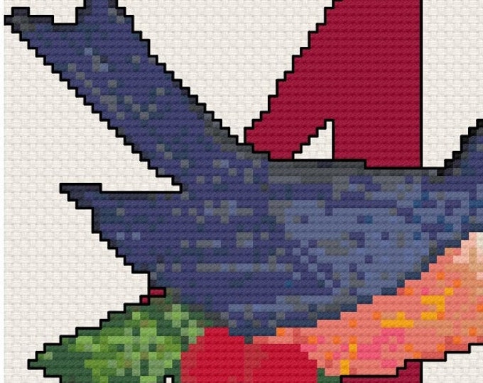 12 Days of Christmas "FOUR CALLING BIRDS"  Counted Cross Stitch - Needlepoint (approx. 3.4"x3.8") (Color Key & Charts)