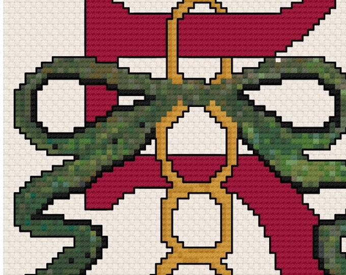 12 Days of Christmas "FIVE GOLDEN RINGS"  Counted Cross Stitch - Needlepoint (approx. 3.5"x3.8") (Color Key & Charts)