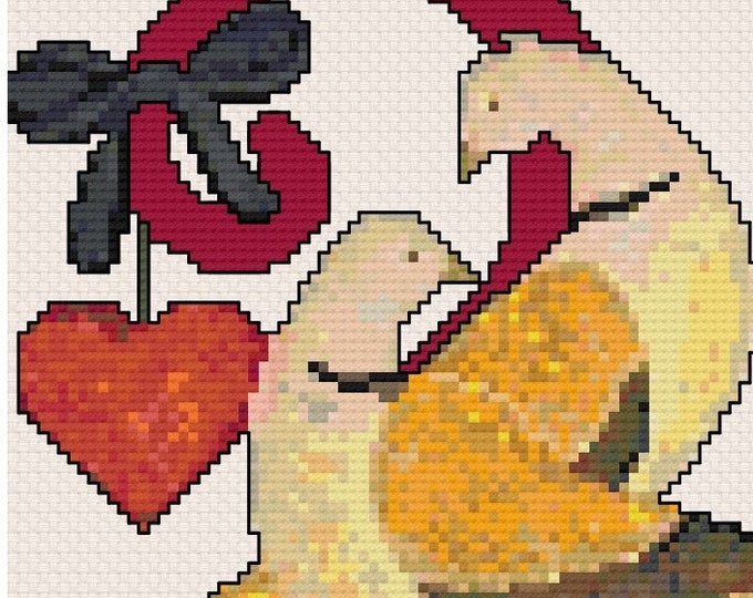 12 Days of Christmas "TWO TURTLE DOVES"  Counted Cross Stitch - Needlepoint (approx. 3.7"x3.8") (Color Key & Charts)