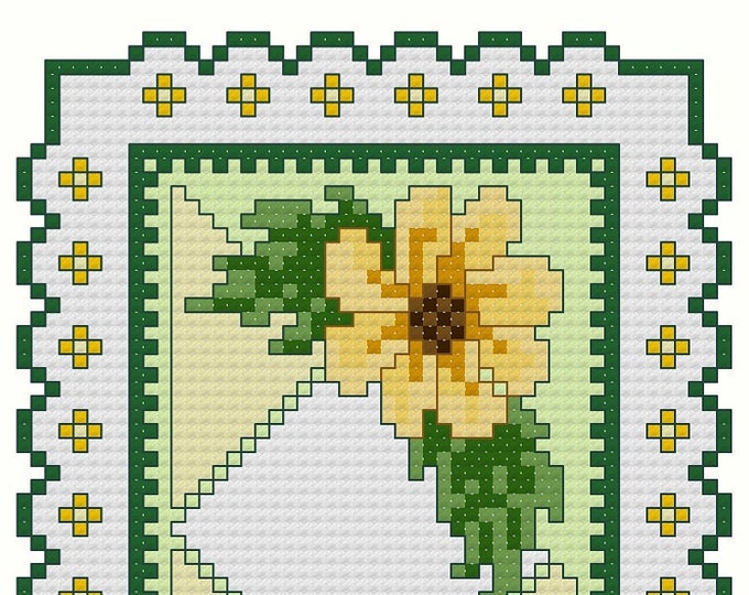 BOTANICAL BOOKMARK YELLOWS digital cross-stitch pattern (Basic Cross Stitch)(approx. 3"x 10.75")(Enlarged Color Key & Charts)