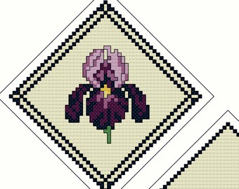 3 FLORAL ORNAMENTS "Set of 3"  Counted Cross Stitch - Needlepoint (approx. 2.75"x 2.75") (Color Key & Charts) (Sewing Instructions)