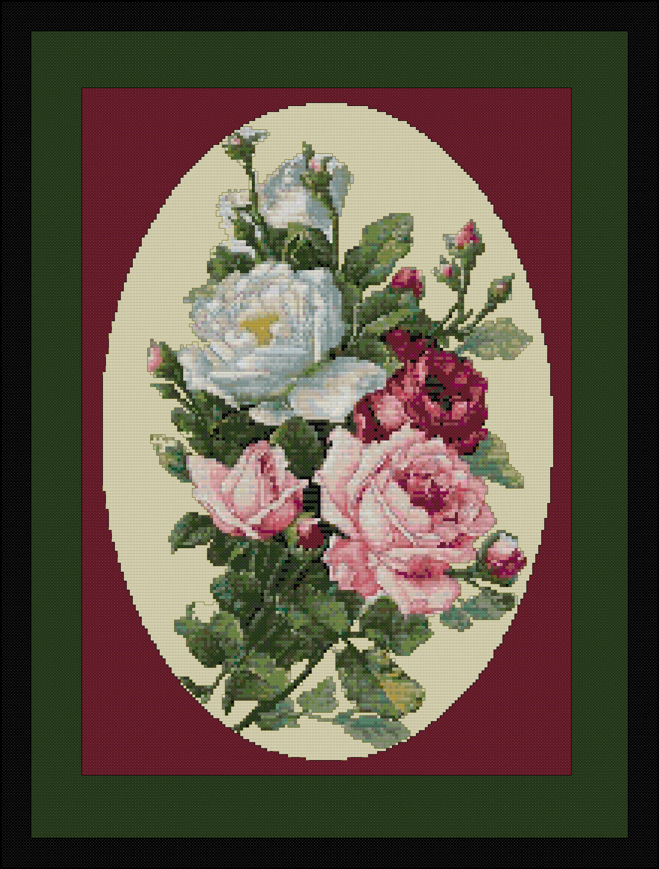 Beautiful ROSES Cross Stitch Pattern (approx. 10x 13