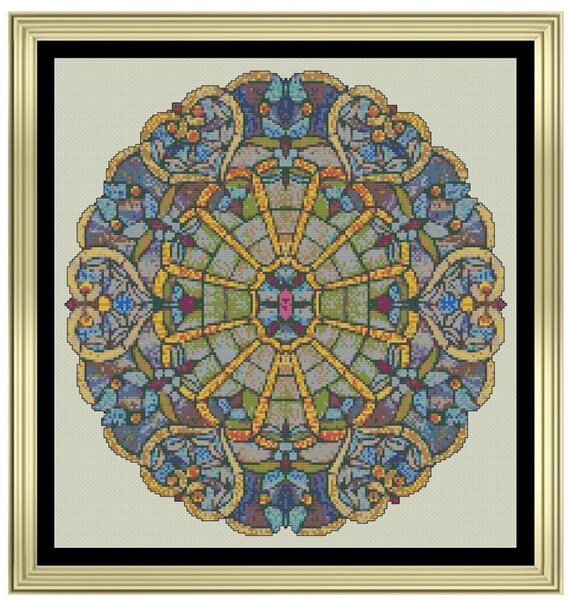 STAINED GLASS MEDALLION Cross Stitch Pattern approx. 10 | Etsy
