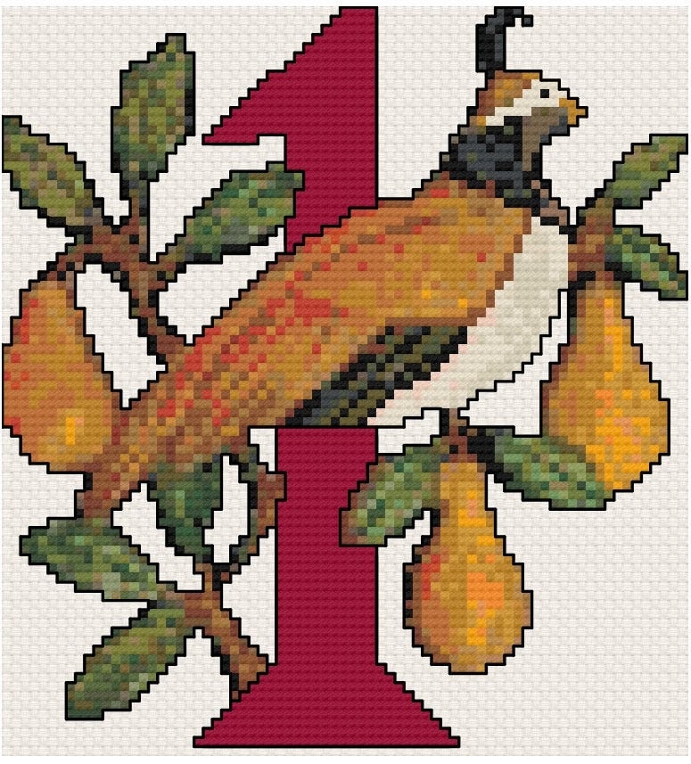 Angel ~ 12 Days of Christmas ~ PARTRIDGE in PEAR TREE Angel & Charms 1 –  Needlepoint by Wildflowers