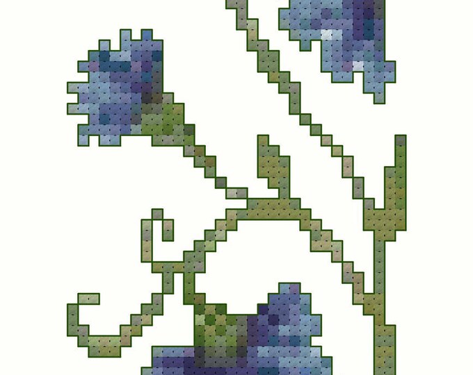FLORAL and VINE Book Mark digital cross-stitch pattern (Basic Cross Stitch)(approx. 1.5"x 6.5")(Enlarged Color Key & Charts)