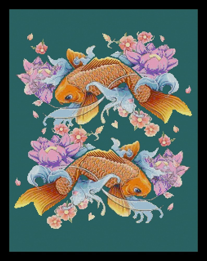 KOI 3 Cross Stitch / Needlepoint Pattern approx. 11.5x Etsy España