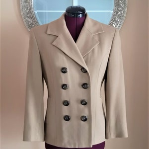Beige Fitted Jacket, Double Breasted Blazer, 90s Office Wear, Petite Ladies Jacket, Express International Designer Jacket, Petite Size 1 - 2