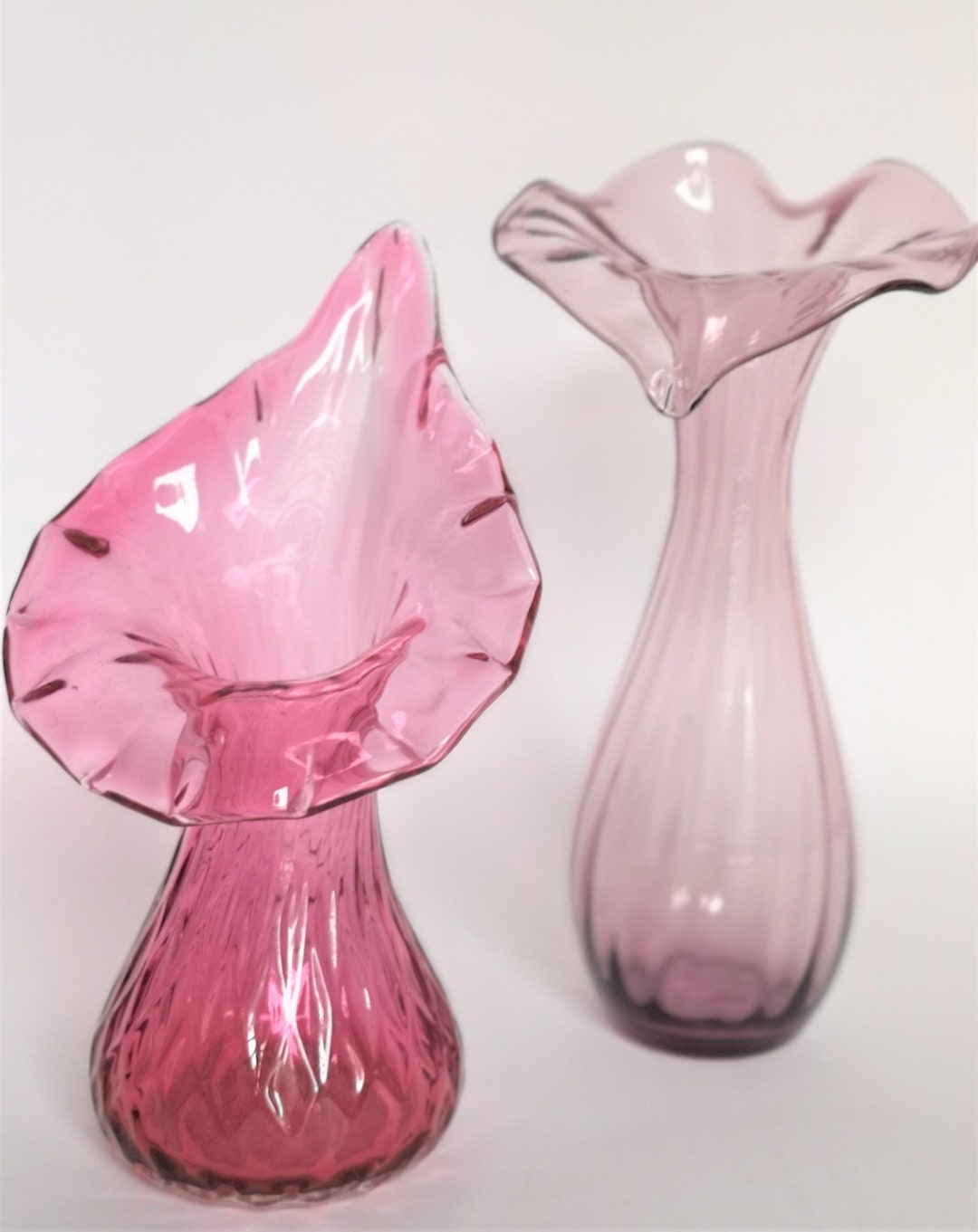 Art Glass Vases, Jackinthepulpit Pink & Purple, Blown Studio Art