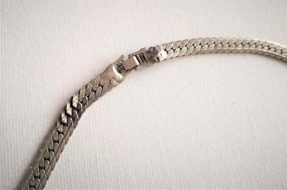 Silver Necklace, Rhinestone Art Deco Style Choker… - image 8