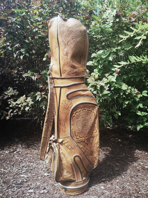 Retro Golf, Hand Tooled Leather Golf Bag & 9 Clubs, Z… Gem