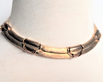 Vintage Givenchy Gold Tone Choker: 80s Ribbed Necklace