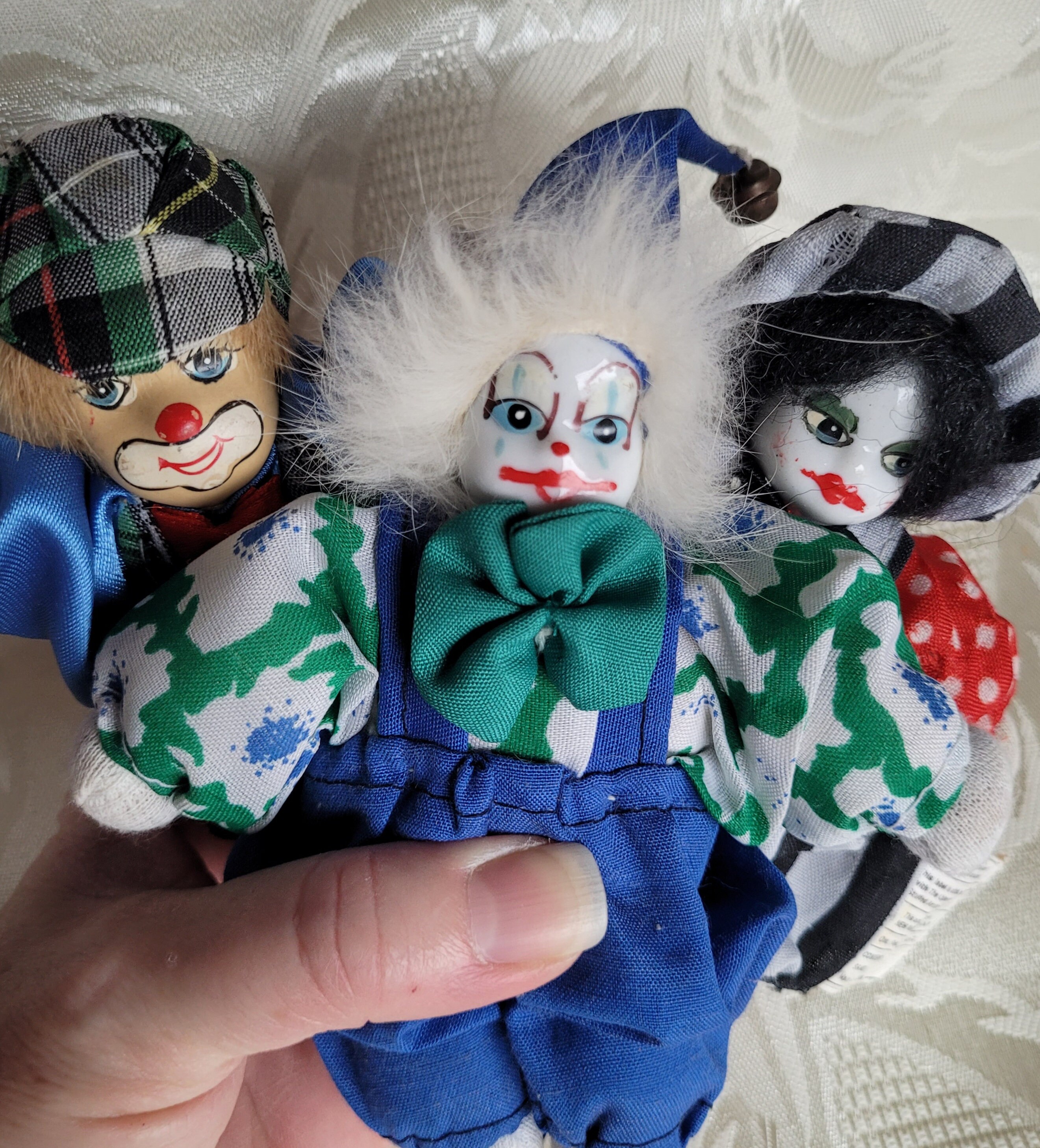Mini Clowns Blue Green Red Black Miniature Companion Clown Set Small Collector Clowns Retro Clown Decor Striped Checked Outfits N Hats Etsy UK