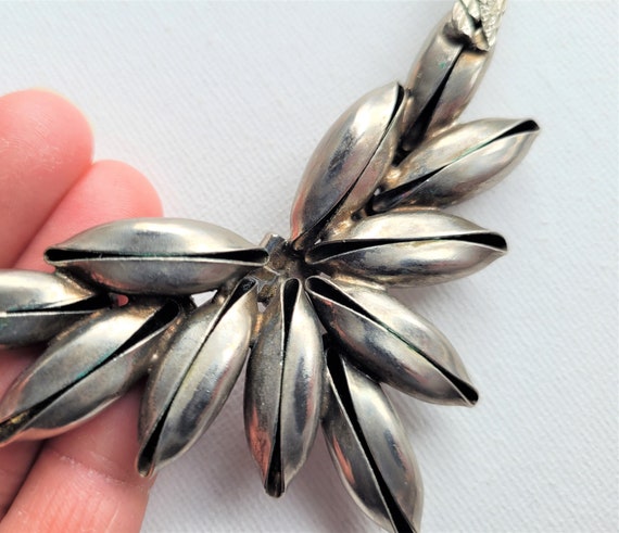 Silver Necklace, Rhinestone Art Deco Style Choker… - image 3