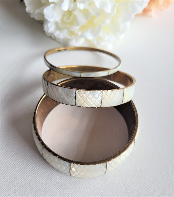 Retro Brass Bangles, Vintage Stackable Bracelets,… - image 7