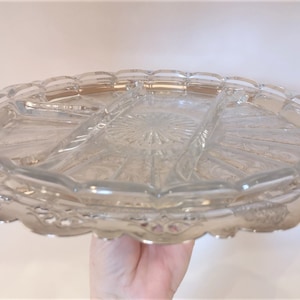 Silver Plated & Glass Tray, Serving Dish, 2 Piece Glass Platter, Divided Relish Dish, Hostess Serving Tray, Condiment Tray, Gift for Mother