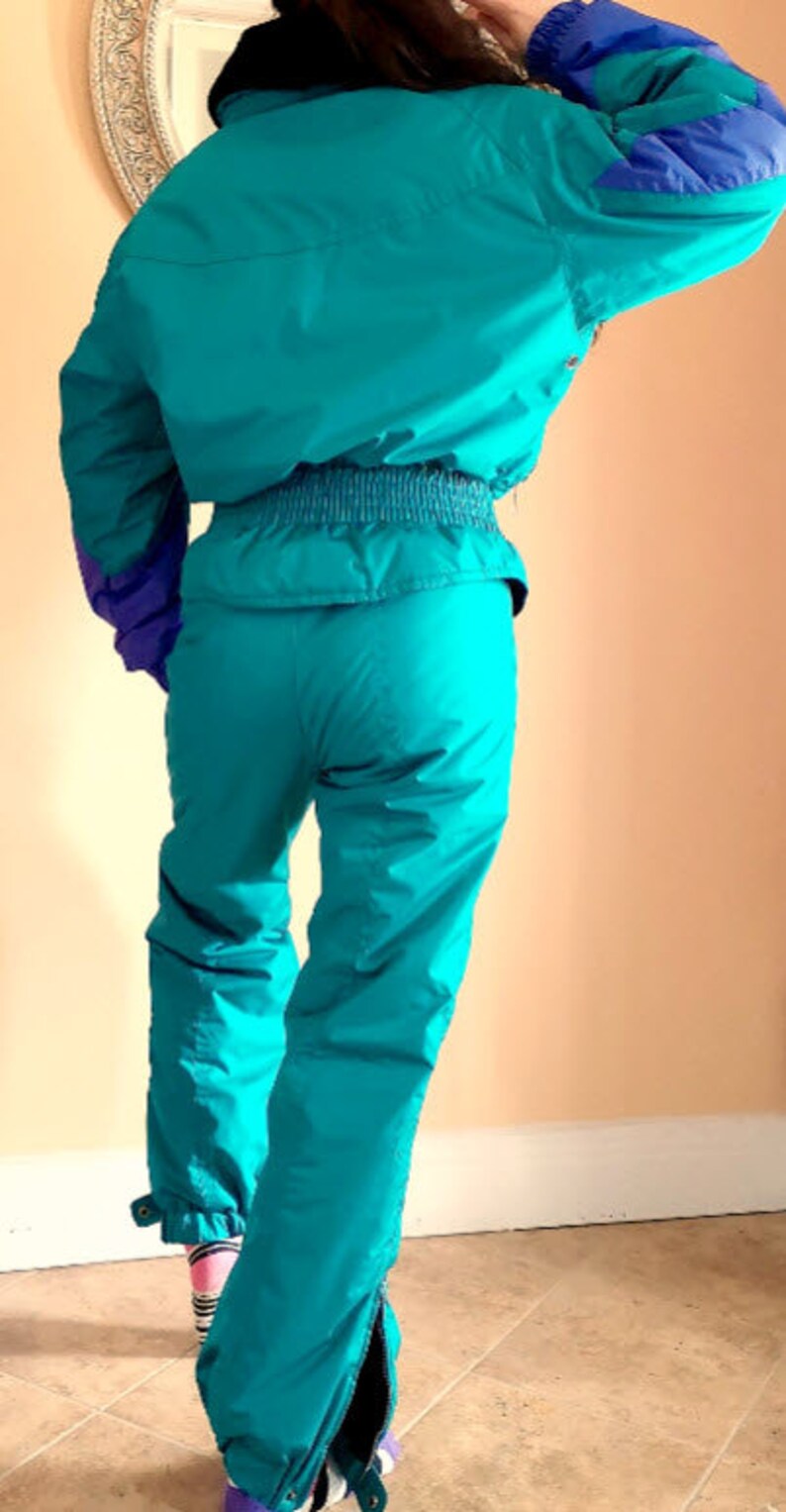 Ski Jacket & Pant, Purple Blue Green, 2 Piece Schneider Snow Suit, 90s