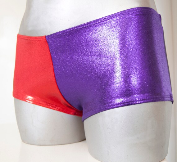 Pantalones cortos para mujer Harley Quinn Metálico Damas Rojo Azul Hot Pants Bragas Disfraz