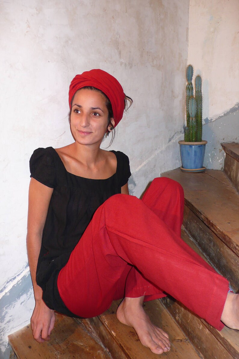 flared pants 70s style handmade and organic dye canvas pants Cotton pants