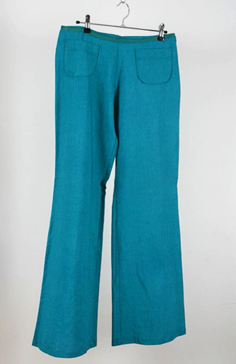flared pants 70s style handmade and organic dye canvas pants Cotton pants