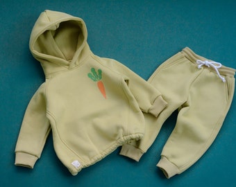 Handmade Winter Autumn Baby Boys Girls Unisex Fleece Joggers Long Sleeve 2Pcs Set Outfit