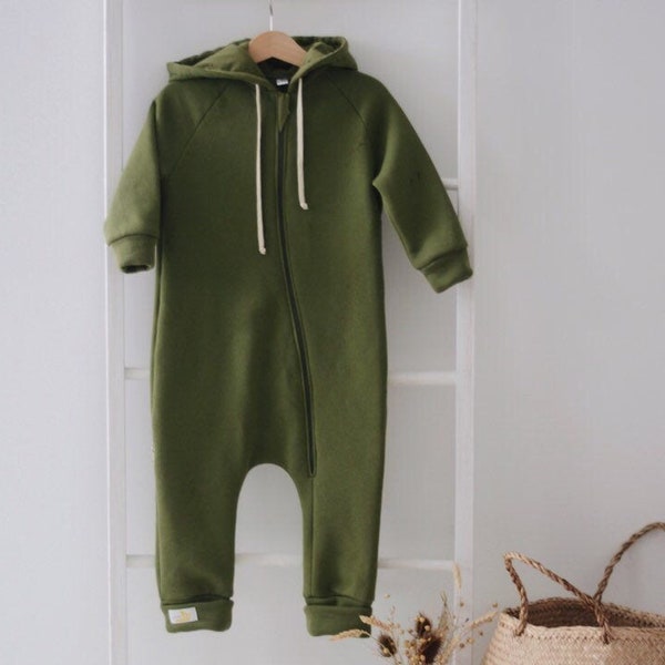 Baby boy warm green romper, toddler boy jumpsuit, winter baby clothing, baby autumn outfit, kids cotton clothes, boys fashion, boys outfit