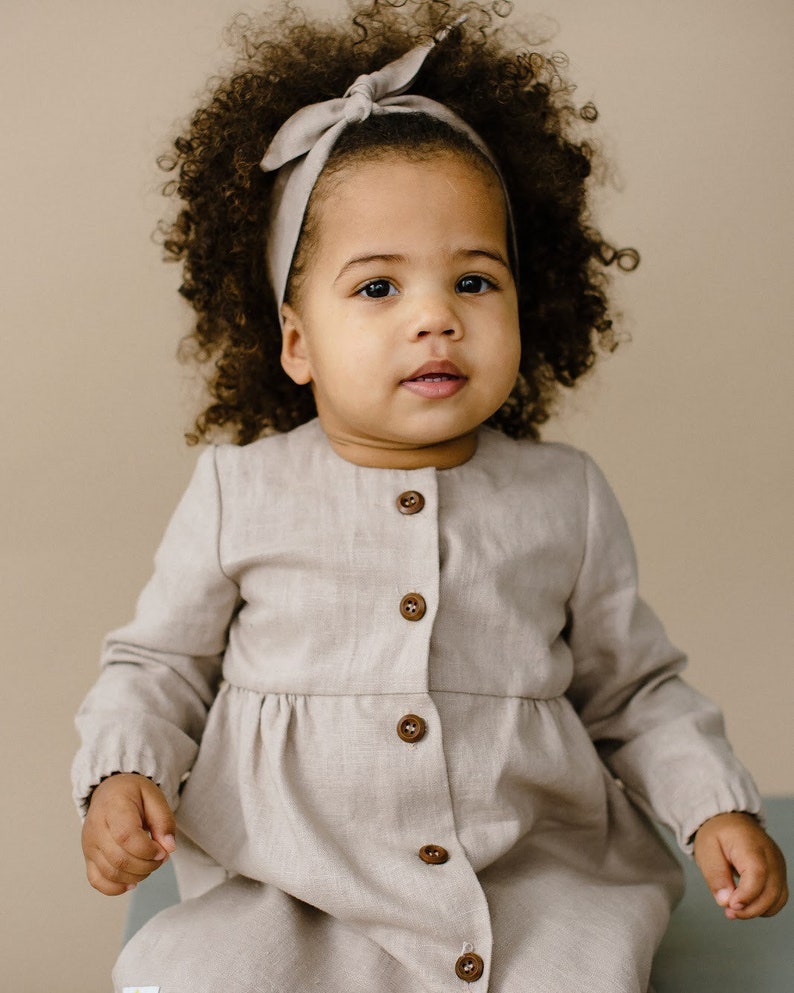 Linen Dress With Long Sleeves for Girls Baby Linen Clothing Etsy