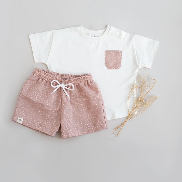 Cotton Baby Girl Clothing Set, cotton baby clothing, linen baby clothes, baby girl gift, toddler cotton clothing, baby girl summer set