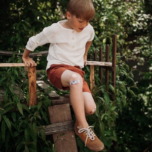 Baby boy shirt, boy muslin shirt, boys cotton shirt, linen shorts, boy linen outfit, baby boy clothing, summer boy outfit, summer linen set