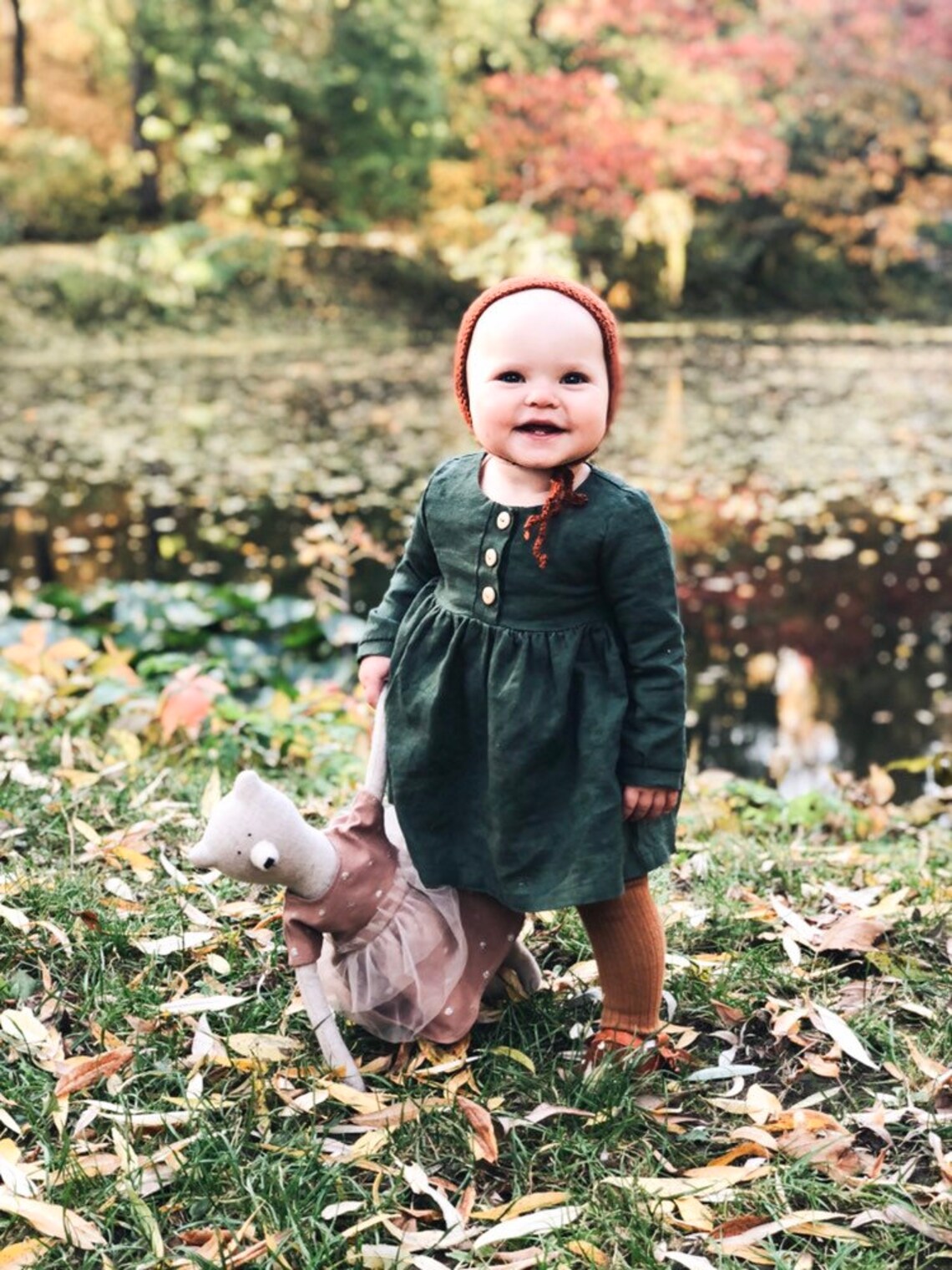 Baby Girl Green Dress, Linen Clothes, Linen Fashion Outfit, Linen Match ...