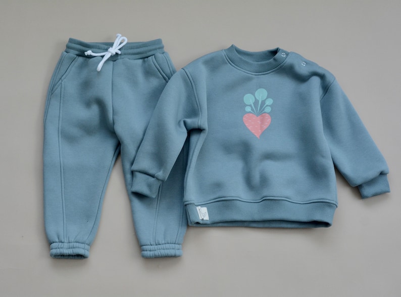 Handmade Winter Autumn Baby Boys Girls Unisex Fleece set Long Sleeve 2Pcs Set Outfit image 1