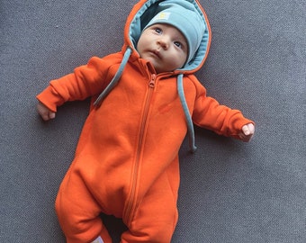 Baby boy Orange romper, warm jumpsuit