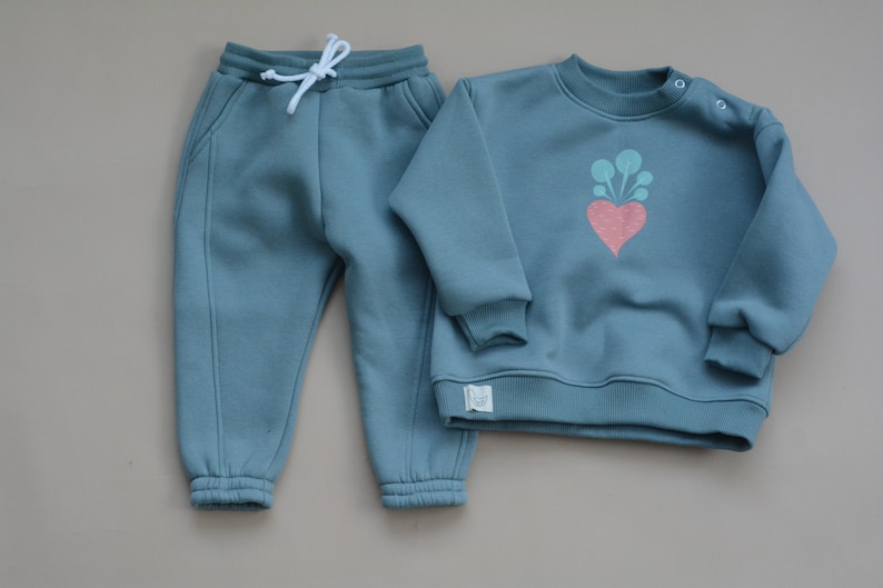 Handmade Winter Autumn Baby Boys Girls Unisex Fleece set Long Sleeve 2Pcs Set Outfit image 6