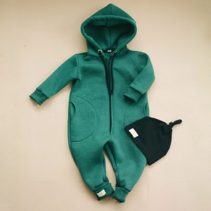 Baby girl warm green romper, toddler jumpsuit