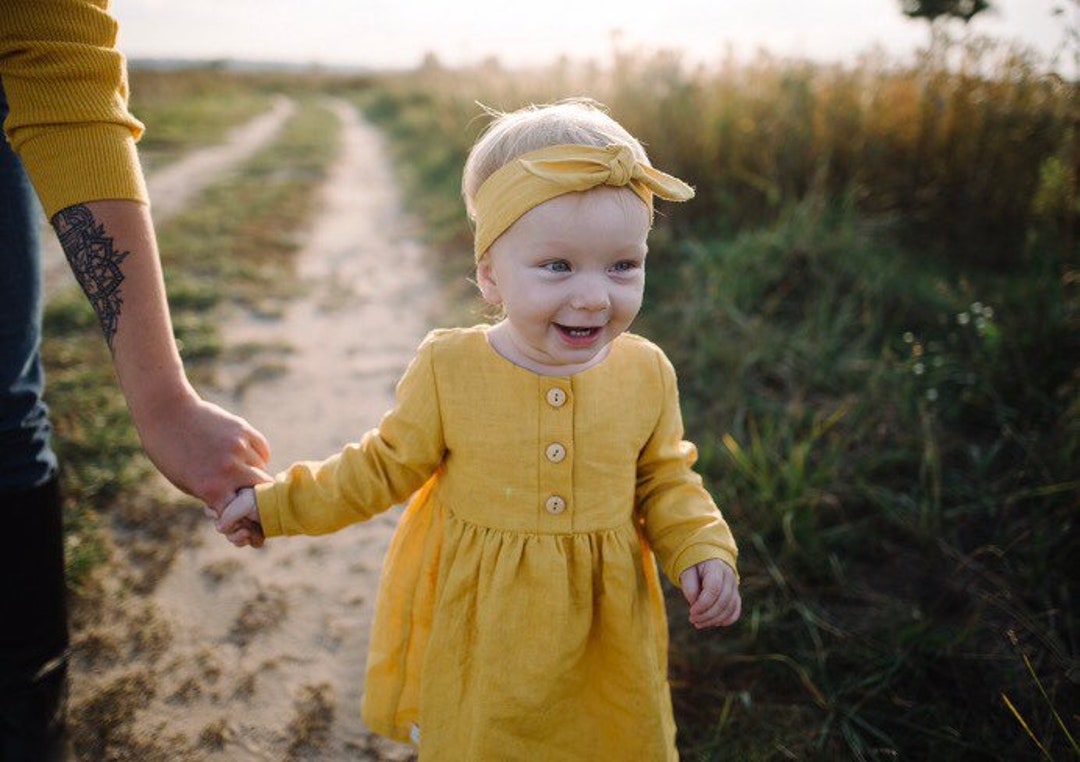 Baby Girl Rustic Dress Baby Girl Linen Clothing Toddler Girl Etsy