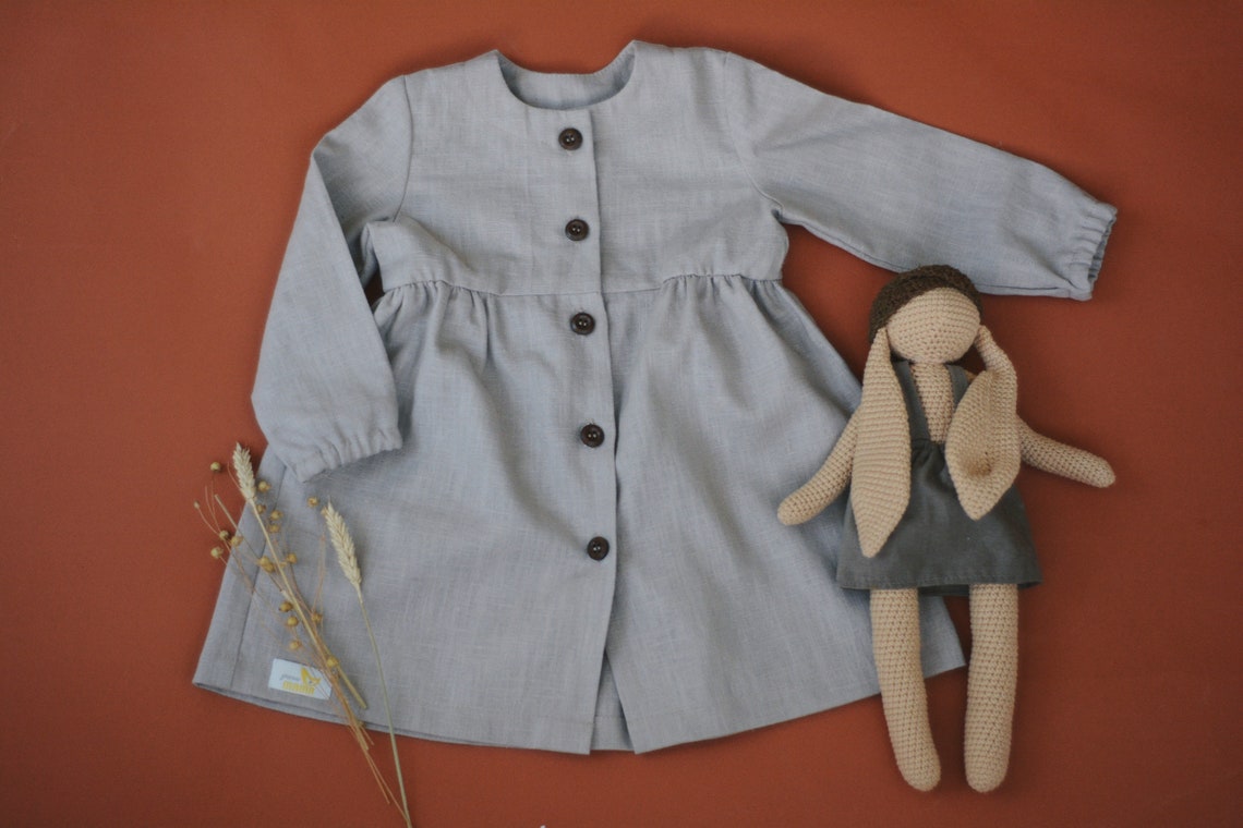 Linen Dress With Long Sleeves for Girls Baby Linen Clothing Etsy
