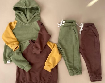 Baby boy clothing capsule. Baby boy hoodie and pants. Kids sweatshirt and pants set, Baby Boy Long Sleeve Tracksuit Set