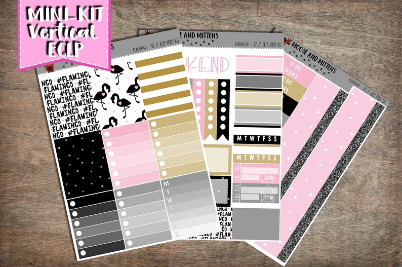 Flamingo Summer Planner Stickers MINI-KIT Vertical ECLP Weekly Planner