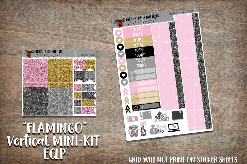 Flamingo Summer Planner Stickers MINI-KIT Vertical ECLP Weekly Planner