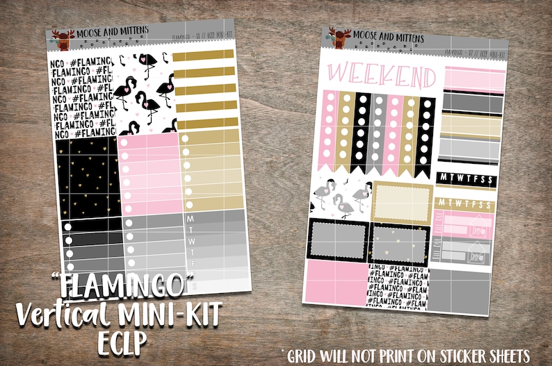 Flamingo Summer Planner Stickers MINI-KIT Vertical ECLP Weekly Planner