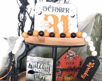 Halloween Tiered Tray Decor, Halloween Decorations