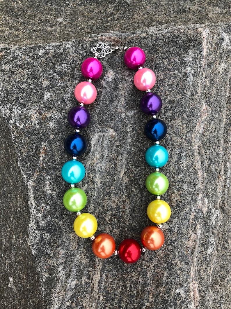 Rainbow chunky necklace Rainbow baby necklace miracle baby Etsy