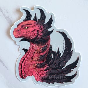 Red Dragon Portrait Vinyl Sticker, Matte Finish