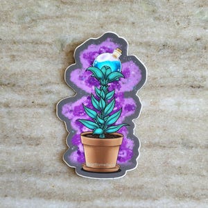 Sticker plante potion magique en vinyle, finition mate