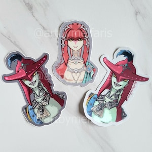 Sidon and Mipha Vinyl Stickers, Matte and Vaporwave Finish