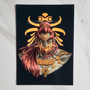 Ganondorf with Golden Oni Mask, 5x7 Art Print, Legend of Zelda