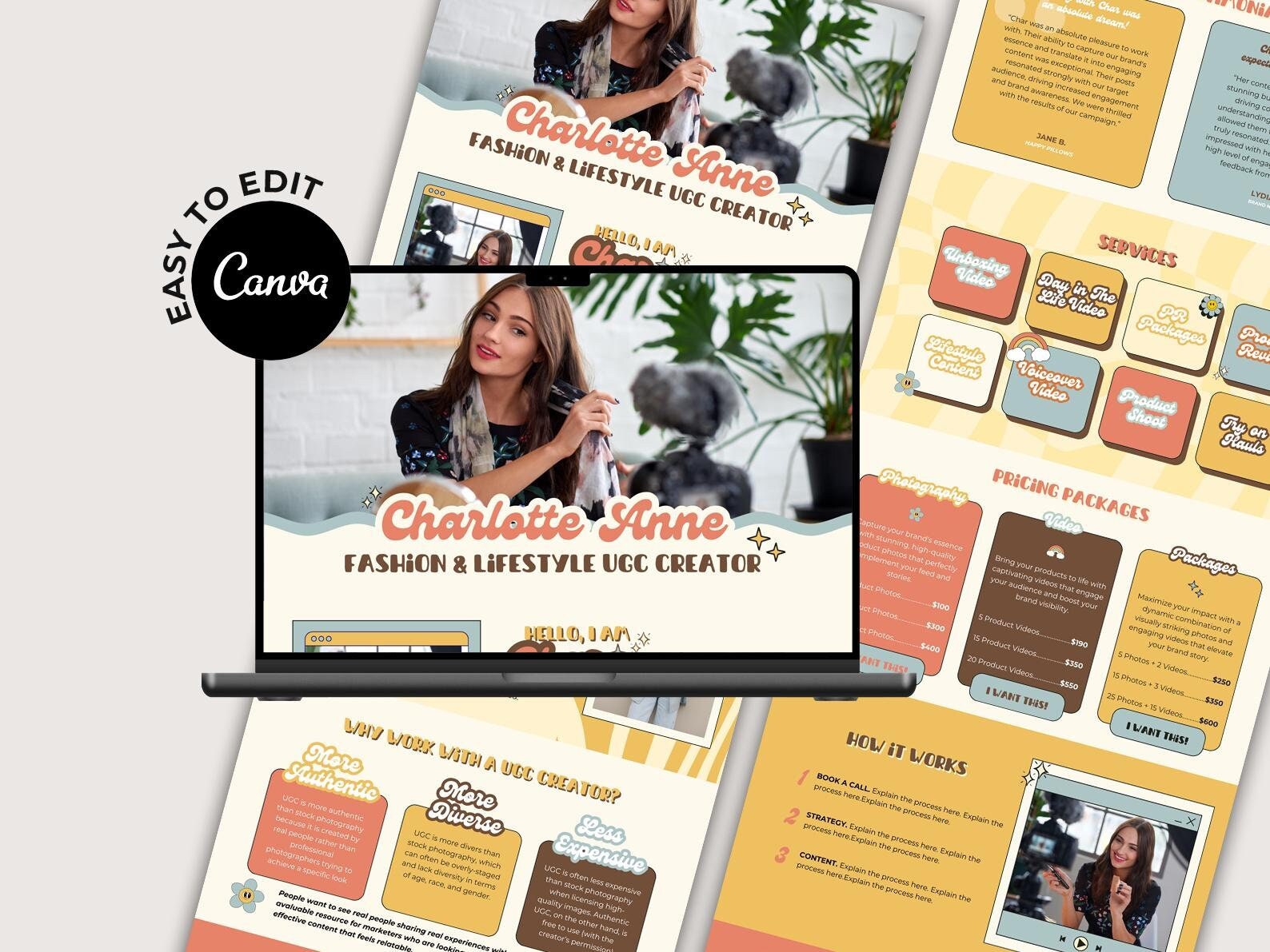 Retro - UGC Portfolio | UGC Template Media Kit | Landing Page for Influencers, & Content Creators | Portfolio Template | Canva Website