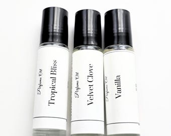 Perfume Oil Roller Bottle: Vanilla, Tropical Fruity Fragrances 10ml