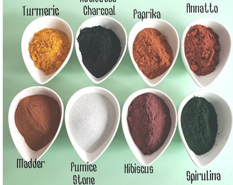 Natural Soap Colorants: Plant-Based Madder, Hibiscus, Turmeric, Paprika, Charcoal, Spirulina (1 oz Packs)