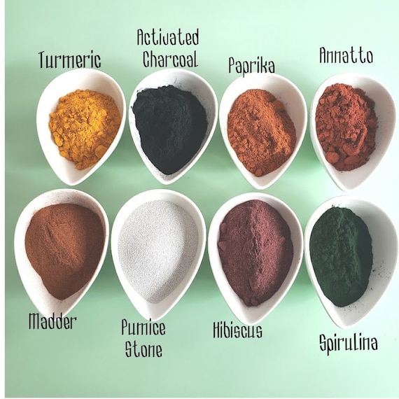 Natural Soap Colorants: Plant-Based Madder, Hibiscus, Turmeric, Paprika, Charcoal, Spirulina (1 oz Packs)
