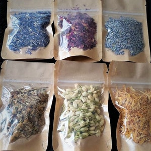 6 Packs of Dried Flowers, Great Set for Crafting, Soap and Candle making. Apothecary Botanical Floral Set. Lavender / Red Rose Petals